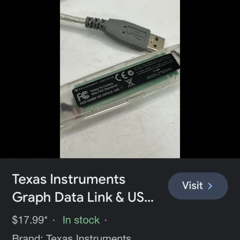 Texas Instruments Graph Data Link & USB Cable Set TI-83 Plus Graphing Calculator